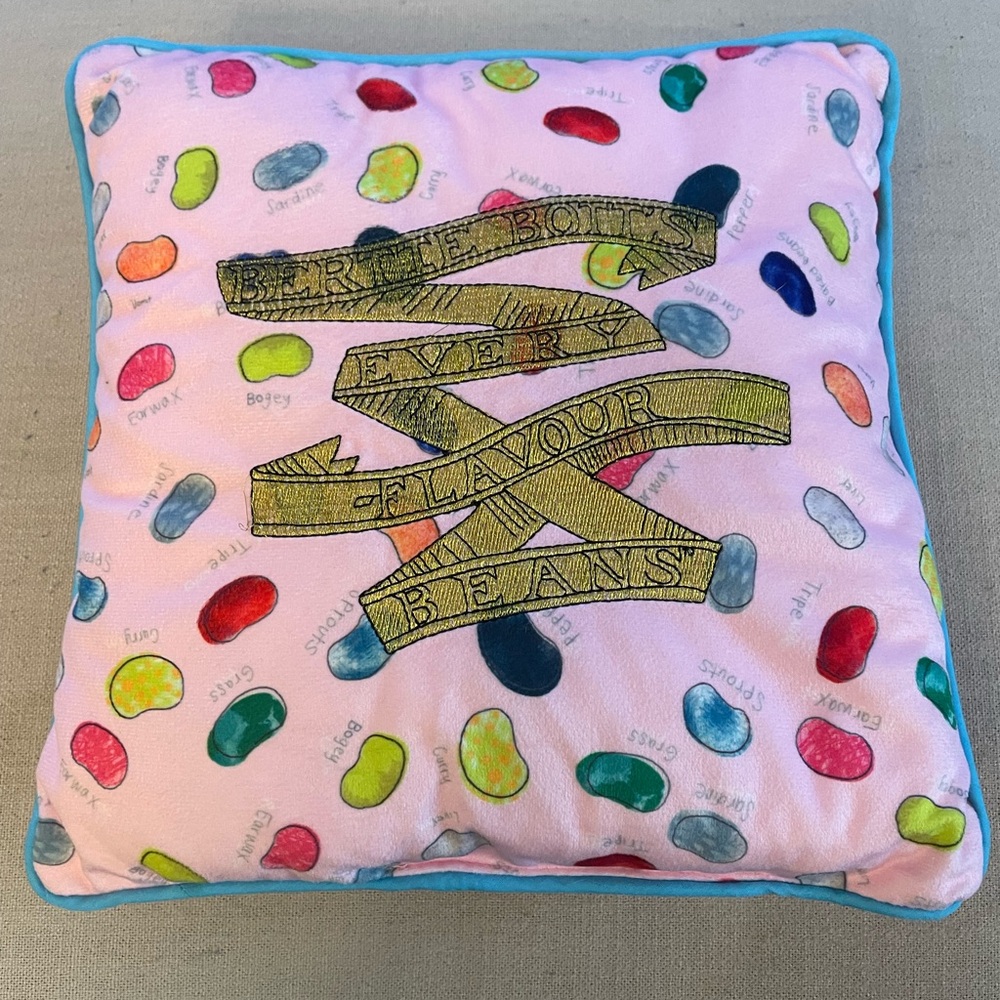 Harry Potter Bertie Botts Beans small pink pillow